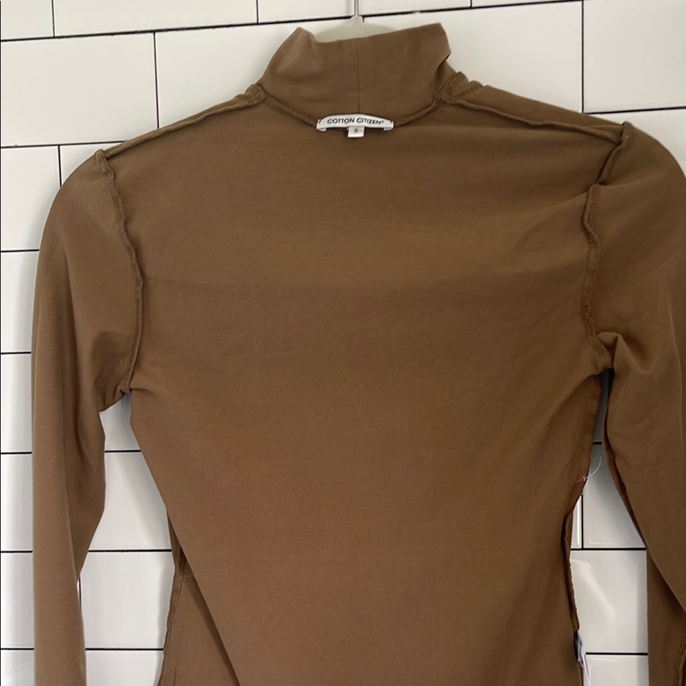 Cotton Citizen Camel Turtleneck body suit Top